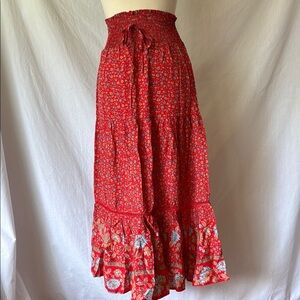 Floral Red Maxi Skirt Size XS